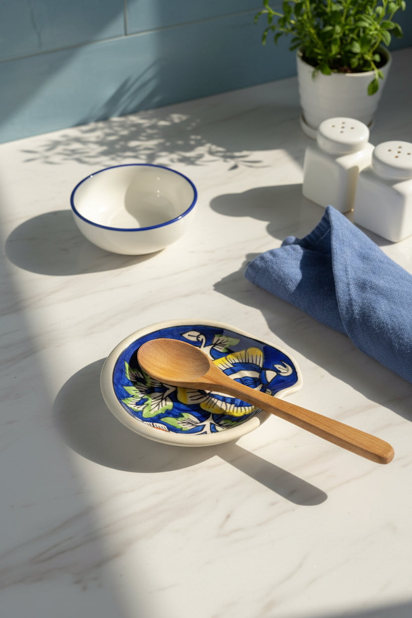 Ceramic Spoon Rest – 4 Hand-Painted Designs (Set of 1)