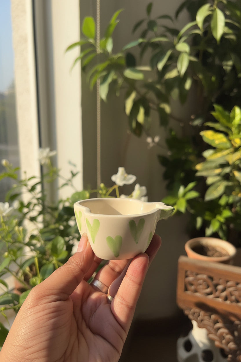 💚 Heart & Leaf Ceramic Dip Bowls ( Set of 1)