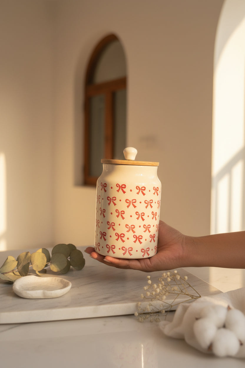 🎀Bow Charm Airtight ceramic Jar -950 mL