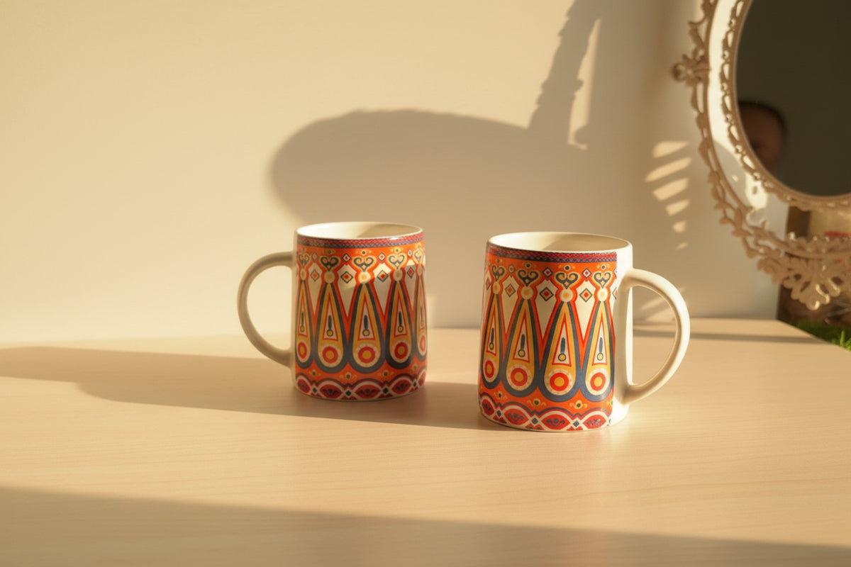 Heritage Carpet & Floral Mugs – 300 mL (Set of 1)