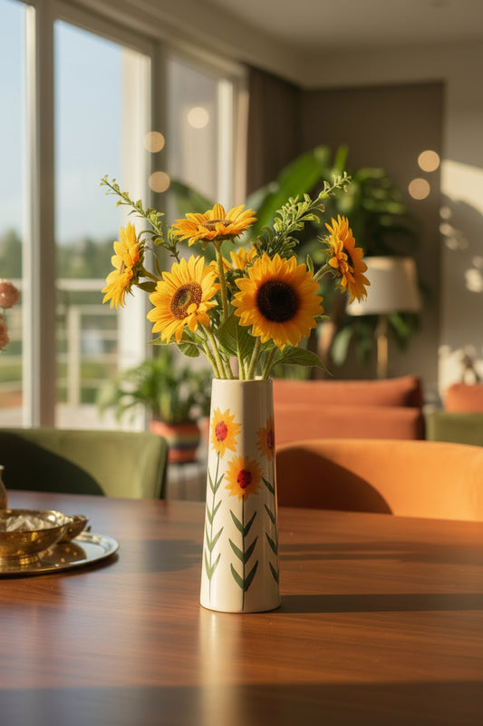 Cherry bloom , Sunflower and daisy stem vases