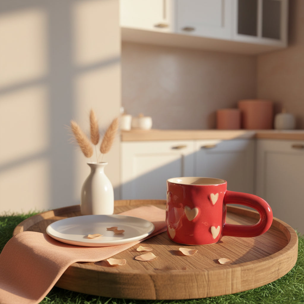 Blush Heart Mug – Pink Embossed Ceramic Mug
 mug ( set of 1)