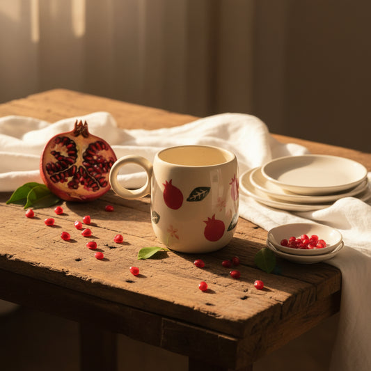 Pomegranate Bloom Mug – Hand-Painted Ceramic Mug
( set of 1)