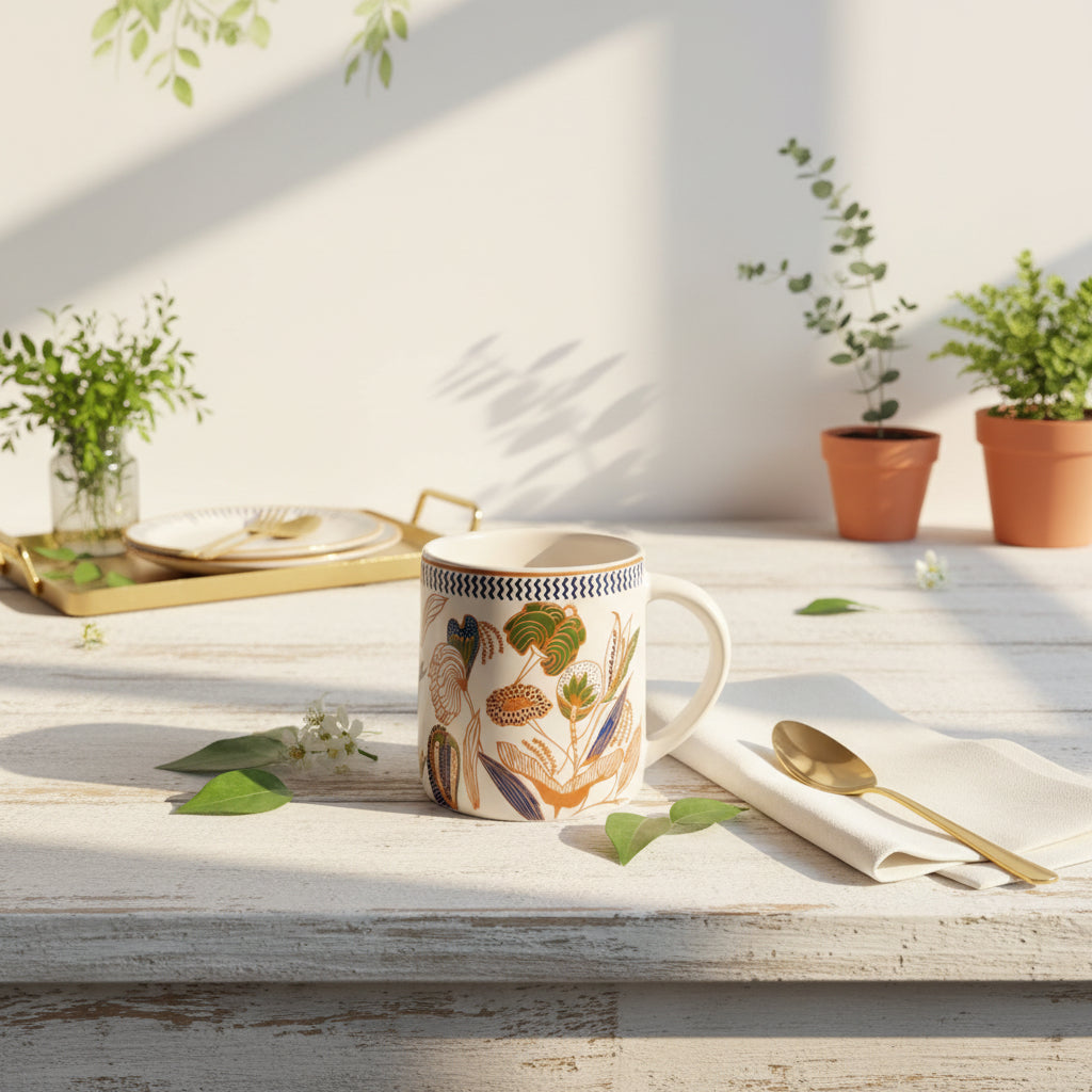 Heritage Carpet & Floral Mugs – 300 mL (Set of 1)