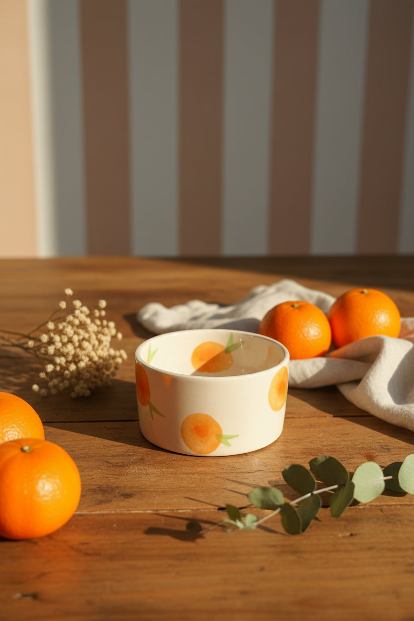 Citrus Bliss Ceramic Mug & Bowl Combo – Handpainted Orange Collection