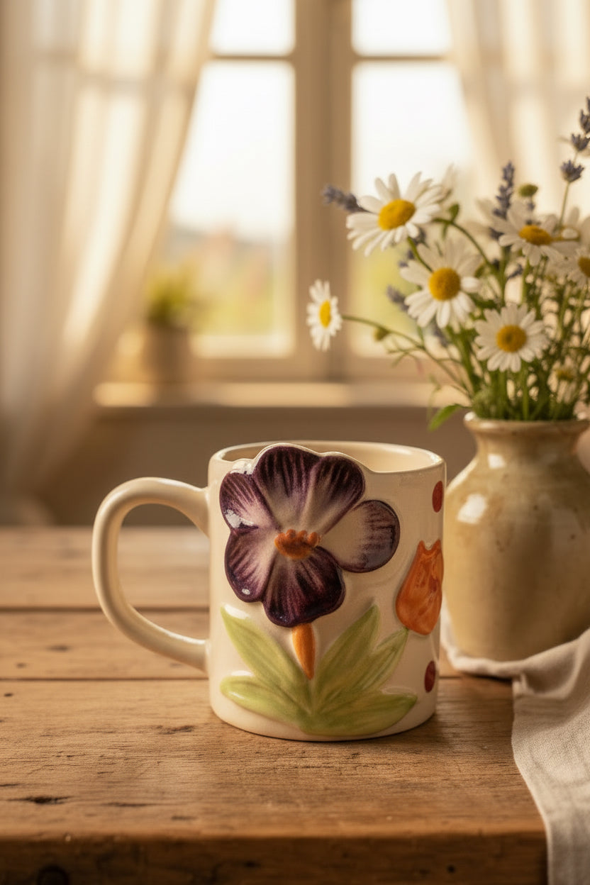My Crockery shop Embossed floral mugs