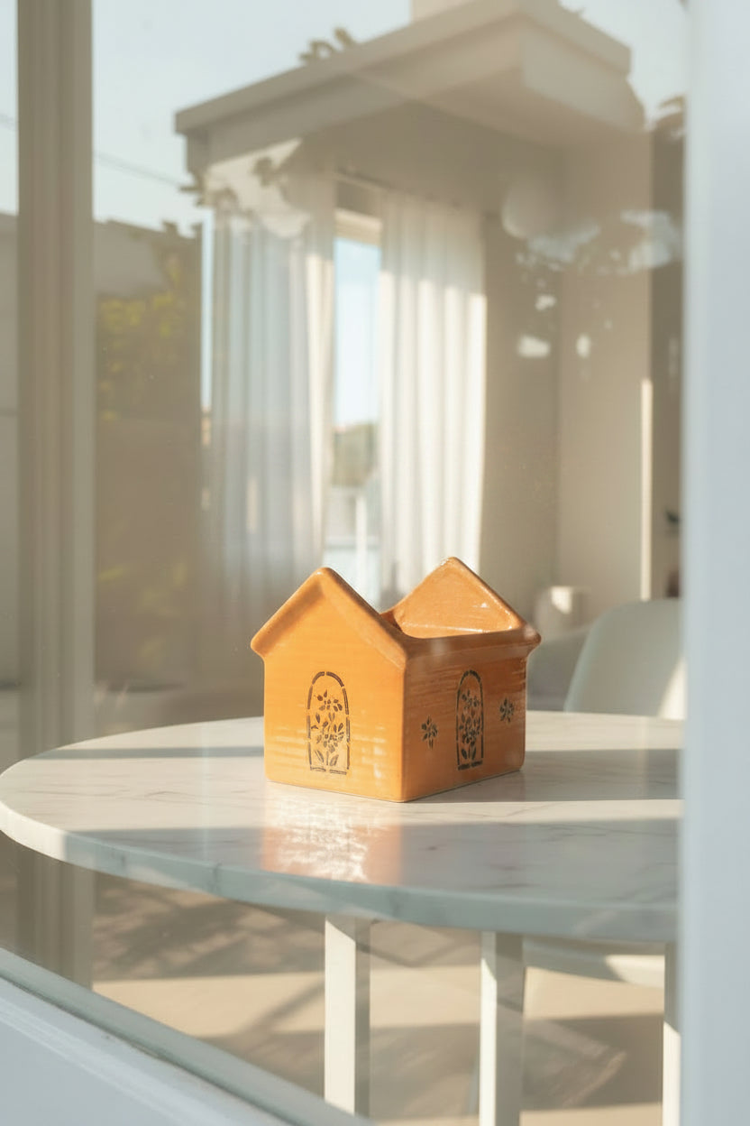 Mustard Bloom Hut-Shaped Ceramic Planter