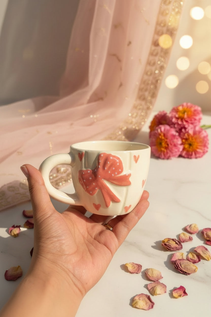 Sweetheart Bow Ceramic Mug – 220 mL