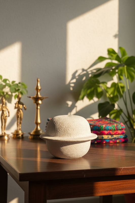 The "Saturn" Textured Matte Ceramic Ring Vase