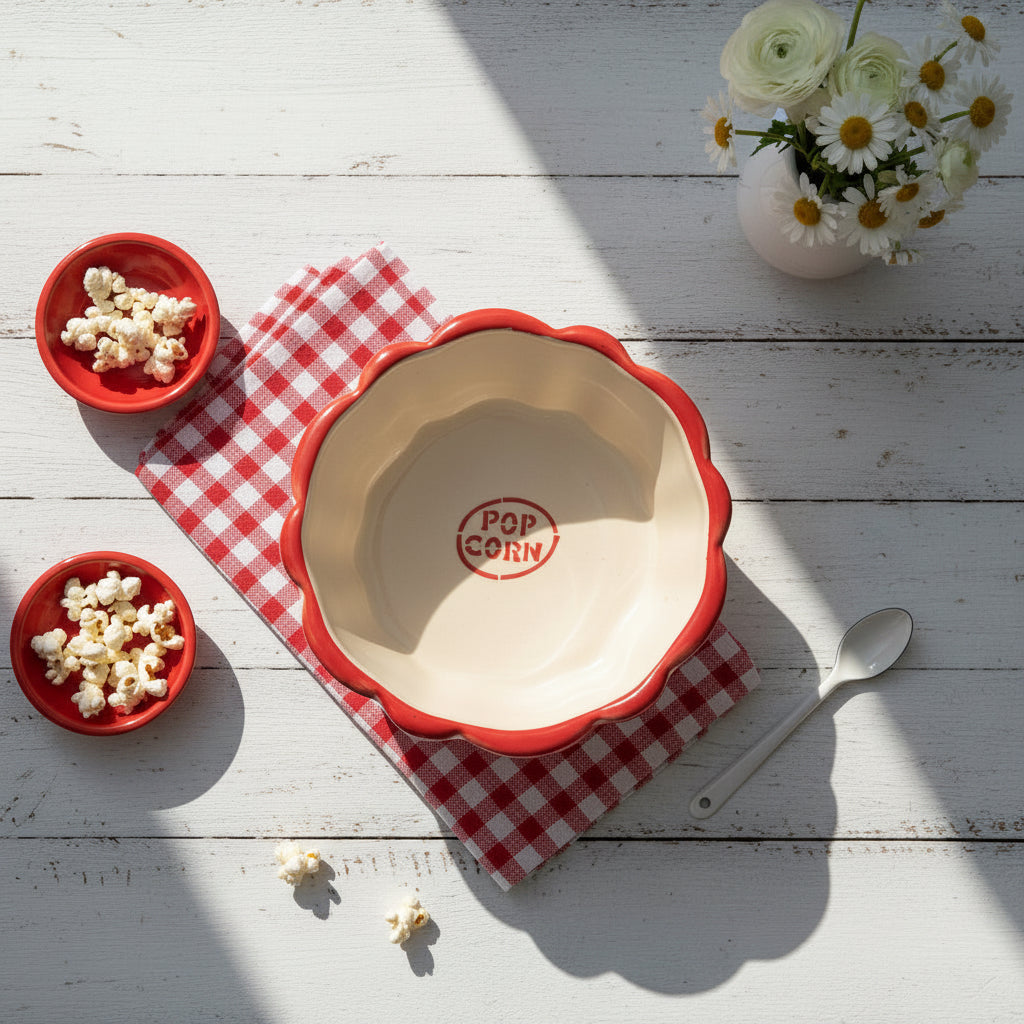 🍿 Popcorn Stripe Ceramic Bowl