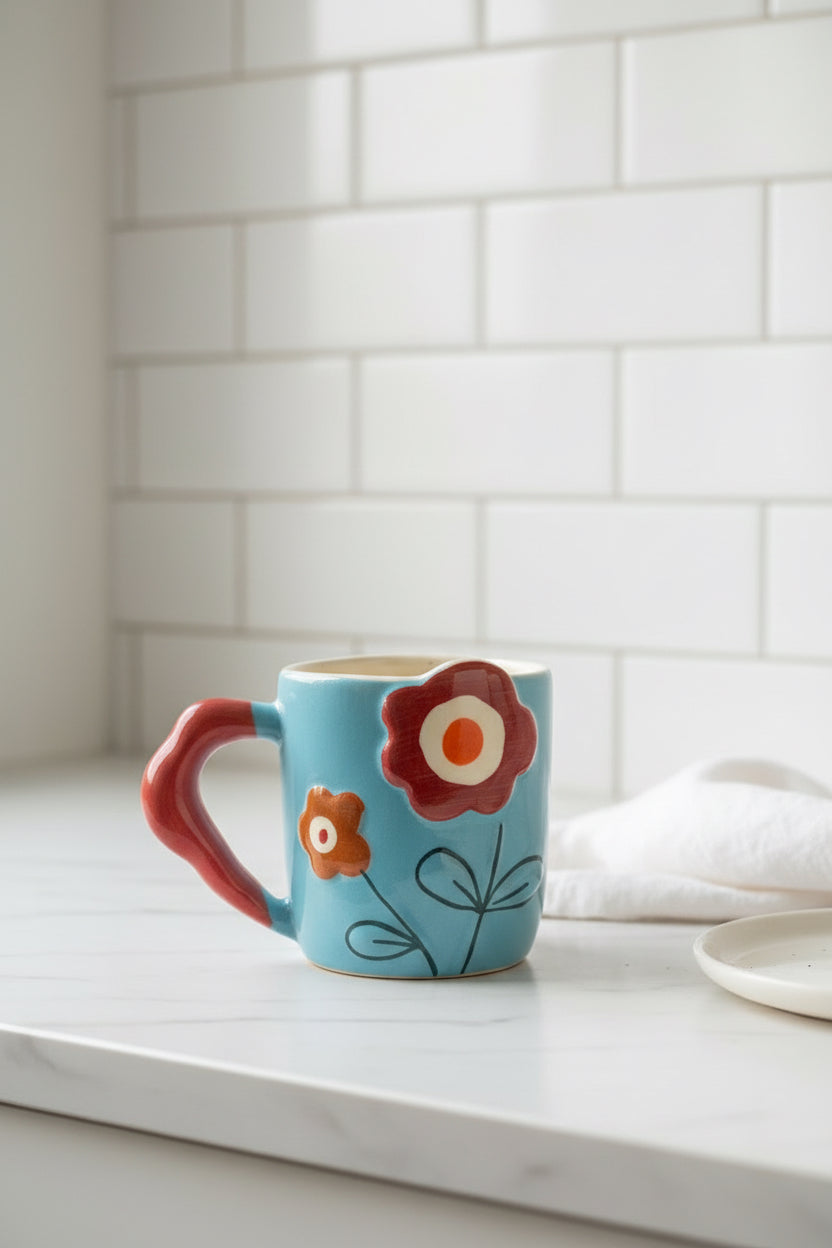 My Crockery shop Embossed floral mugs