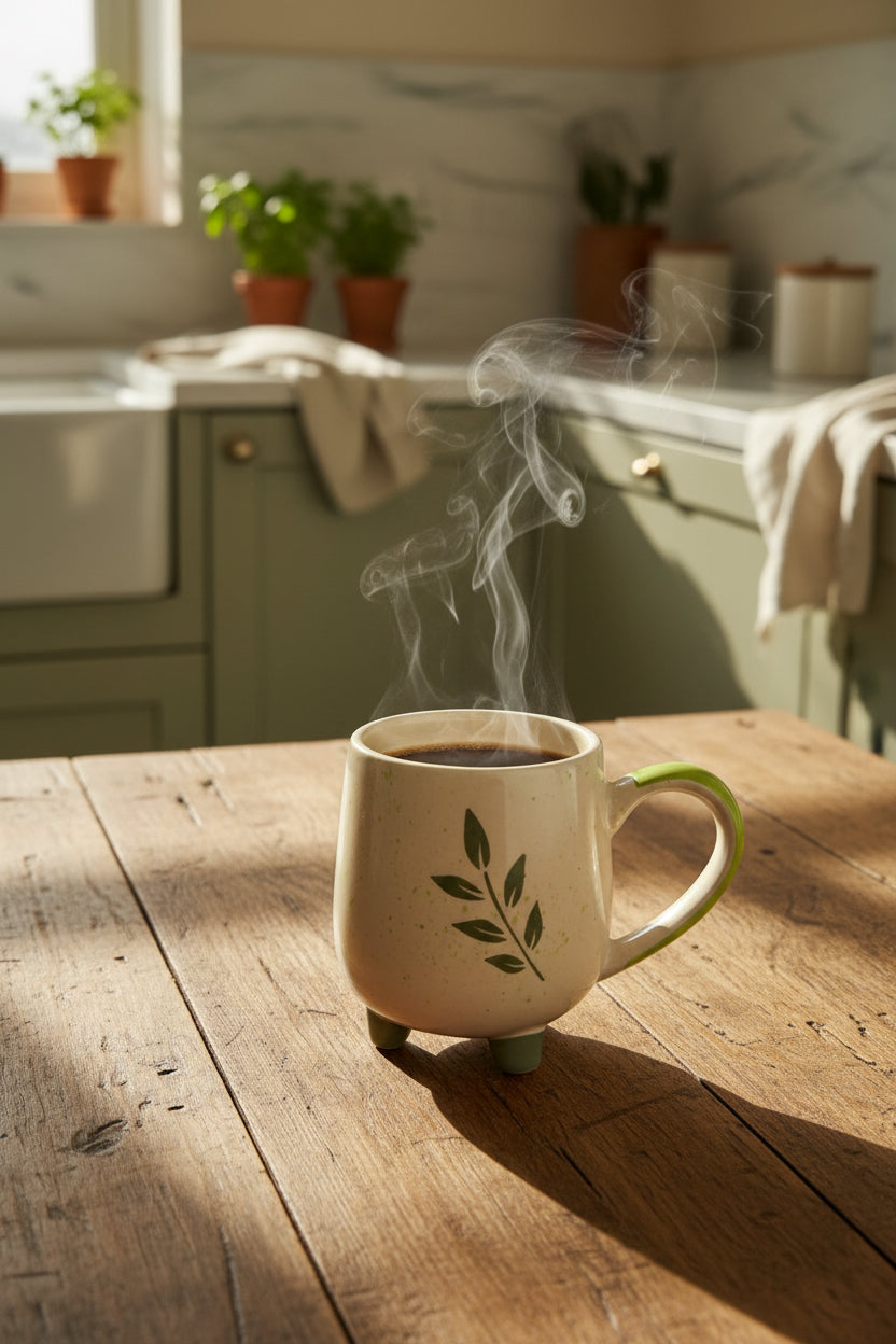Heart & Leaf Ceramic Mug (Set of 1)