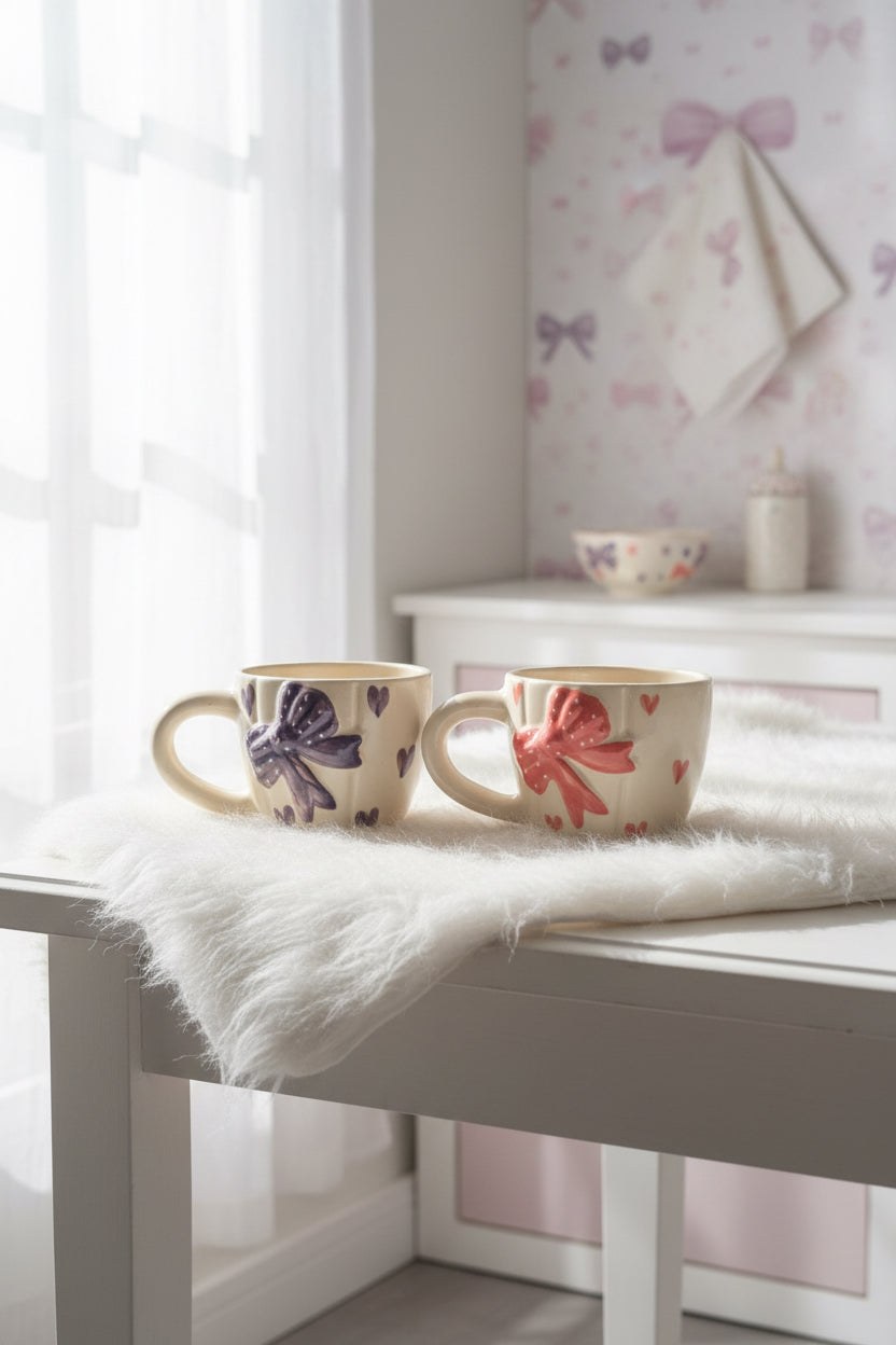 Sweetheart Bow Ceramic Mug – 220 mL
