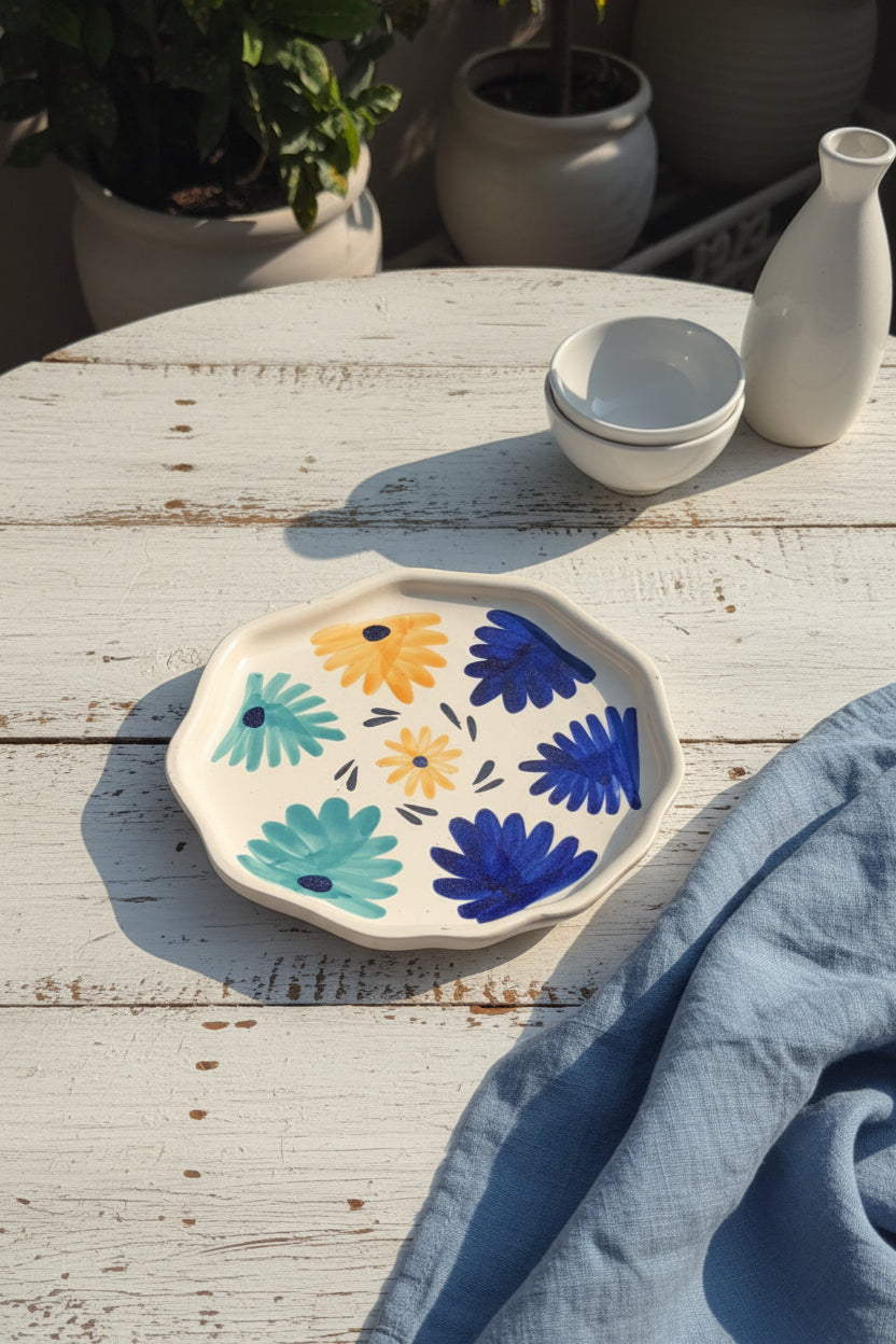 Handcrafted Ceramic Snack Plate – 7 Inch (Available in 2 Designs)

Set of 1