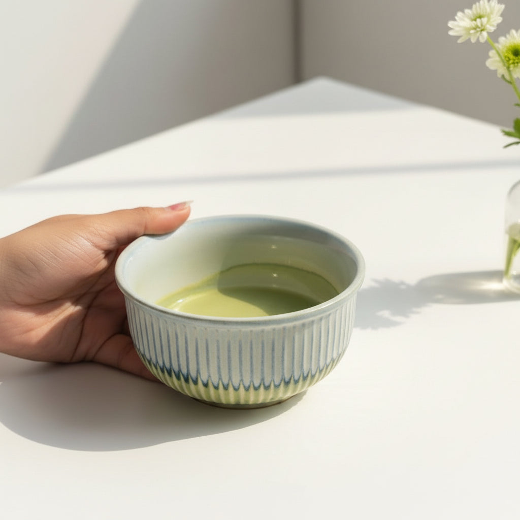 Blush and sage Stripe bowls capacity 600 mL