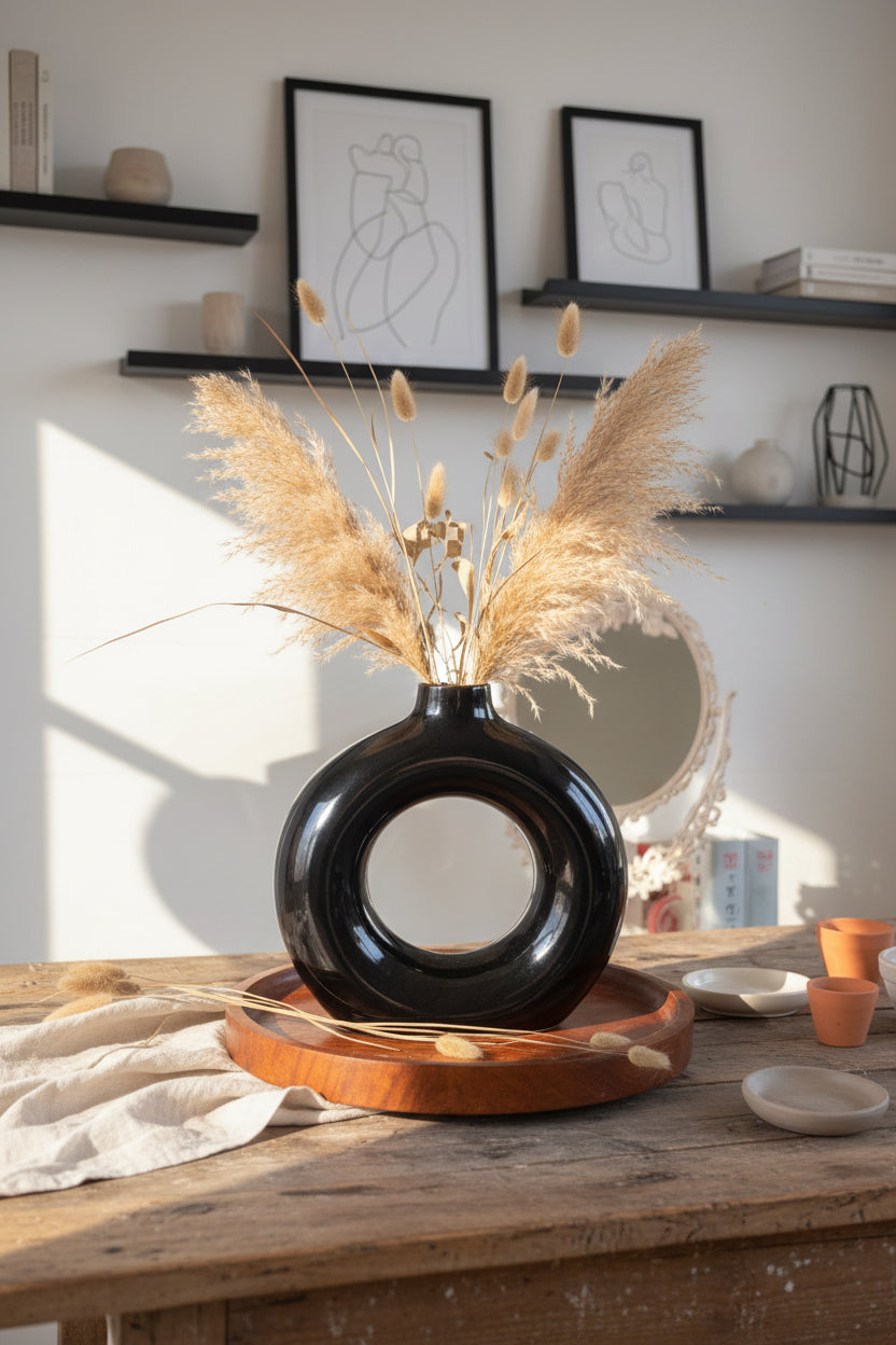 Round Aura Ceramic Vase (Set of 1)
