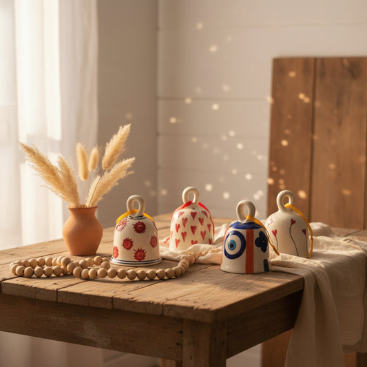 Handpainted Ceramic Hanging Bells (Set of 1)