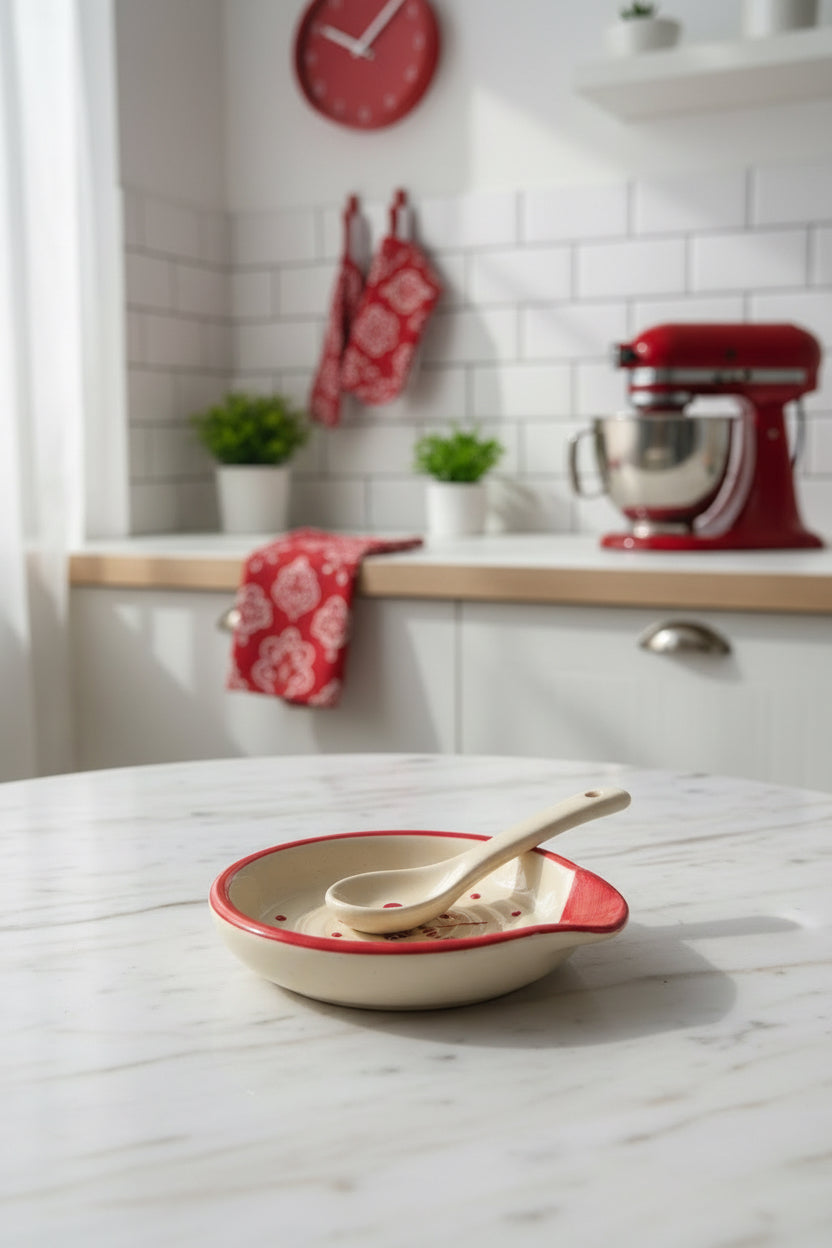 Ceramic Spoon Rest – 4 Hand-Painted Designs (Set of 1)