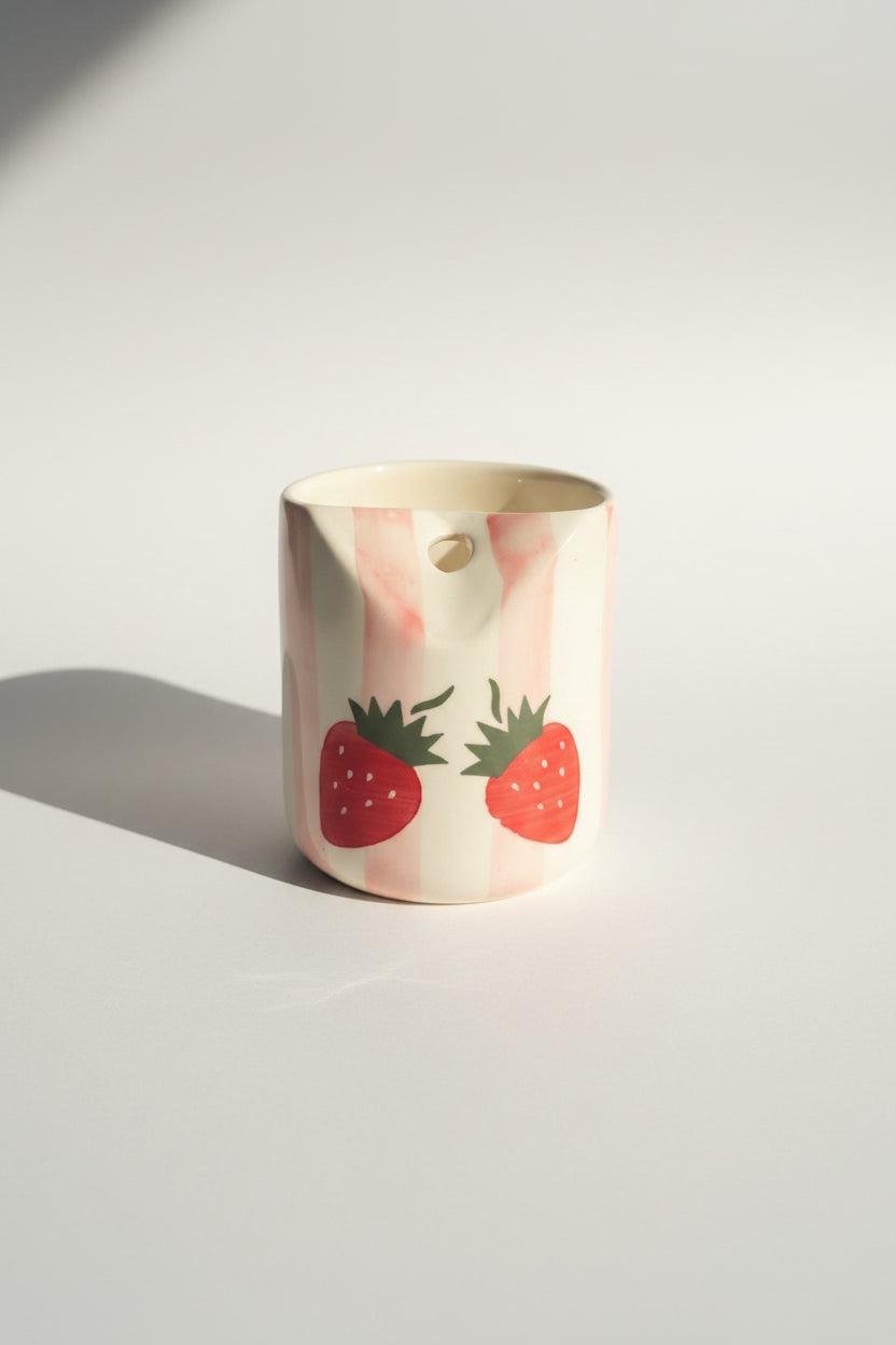 Strawberry Bliss Ceramic sipper with straw