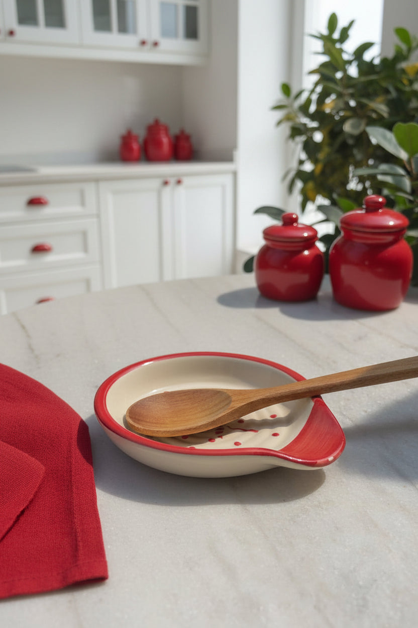 Ceramic Spoon Rest – 4 Hand-Painted Designs (Set of 1)