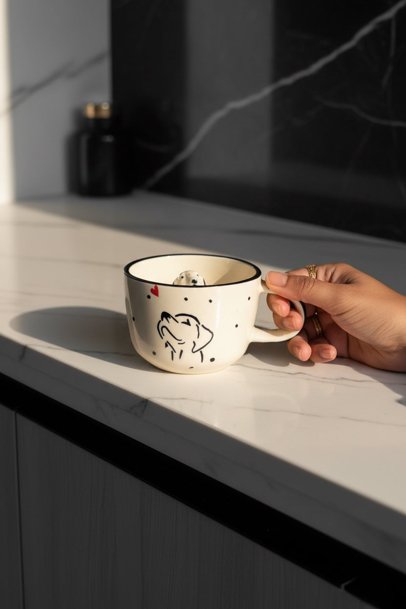 Paw Love Embossed Ceramic Mug ( Set of 1)