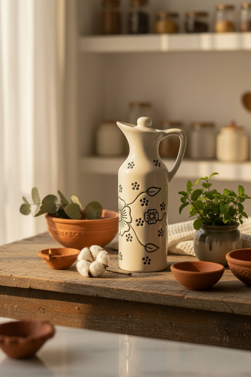 Handcrafted Ceramic Oil Dispenser – 350 mL
