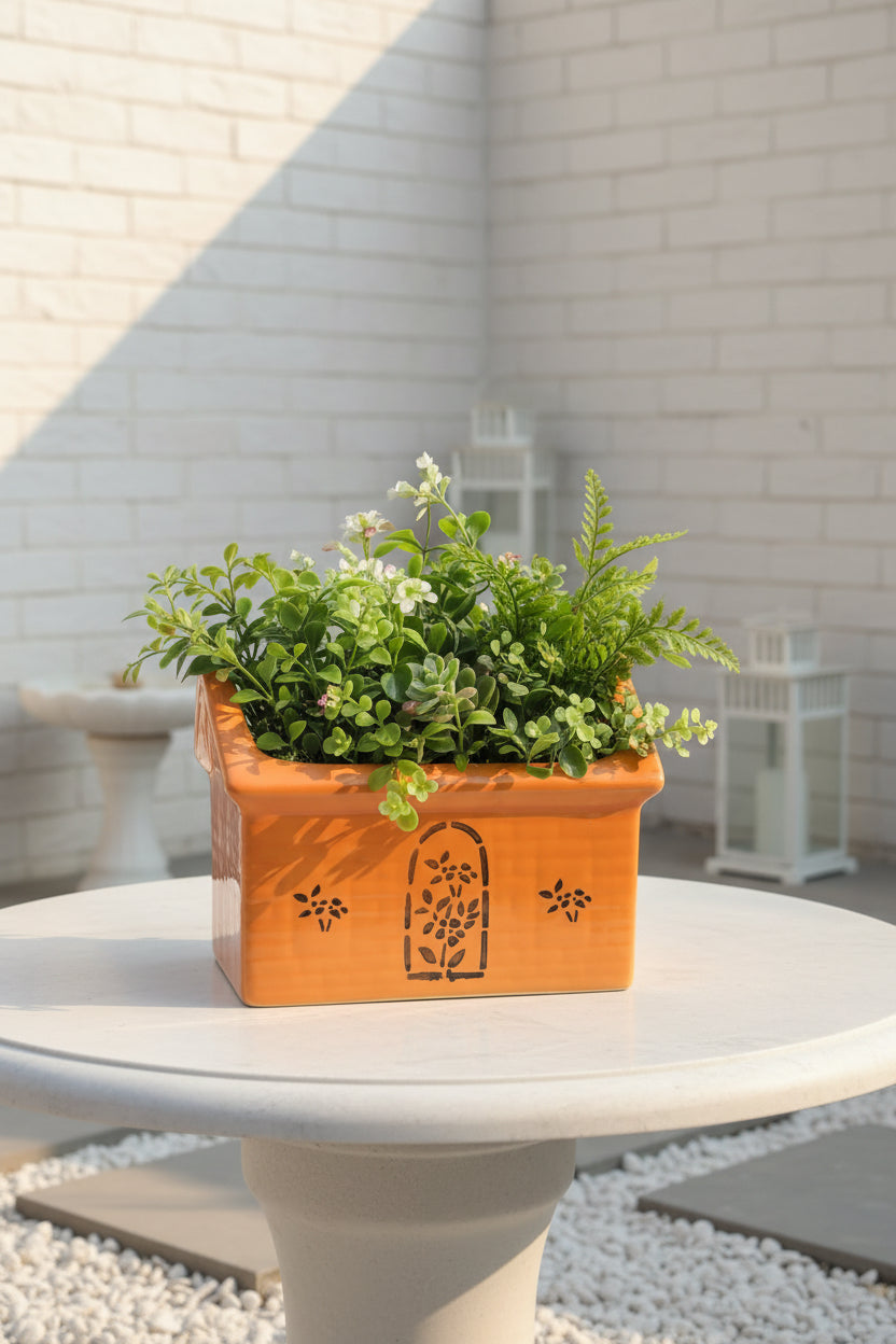 Mustard Bloom Hut-Shaped Ceramic Planter