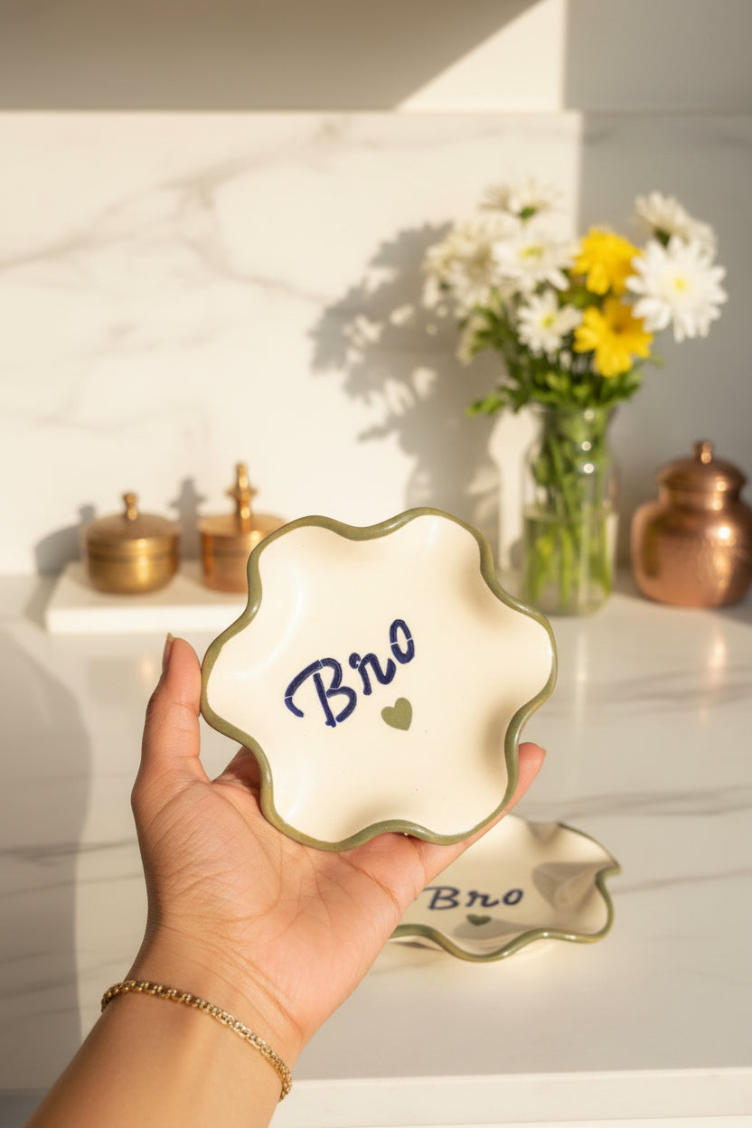 Bro & Sis Ceramic Mug & Saucer Set – Raksha Bandhan Gift Set | 220 mL | Microwave Safe