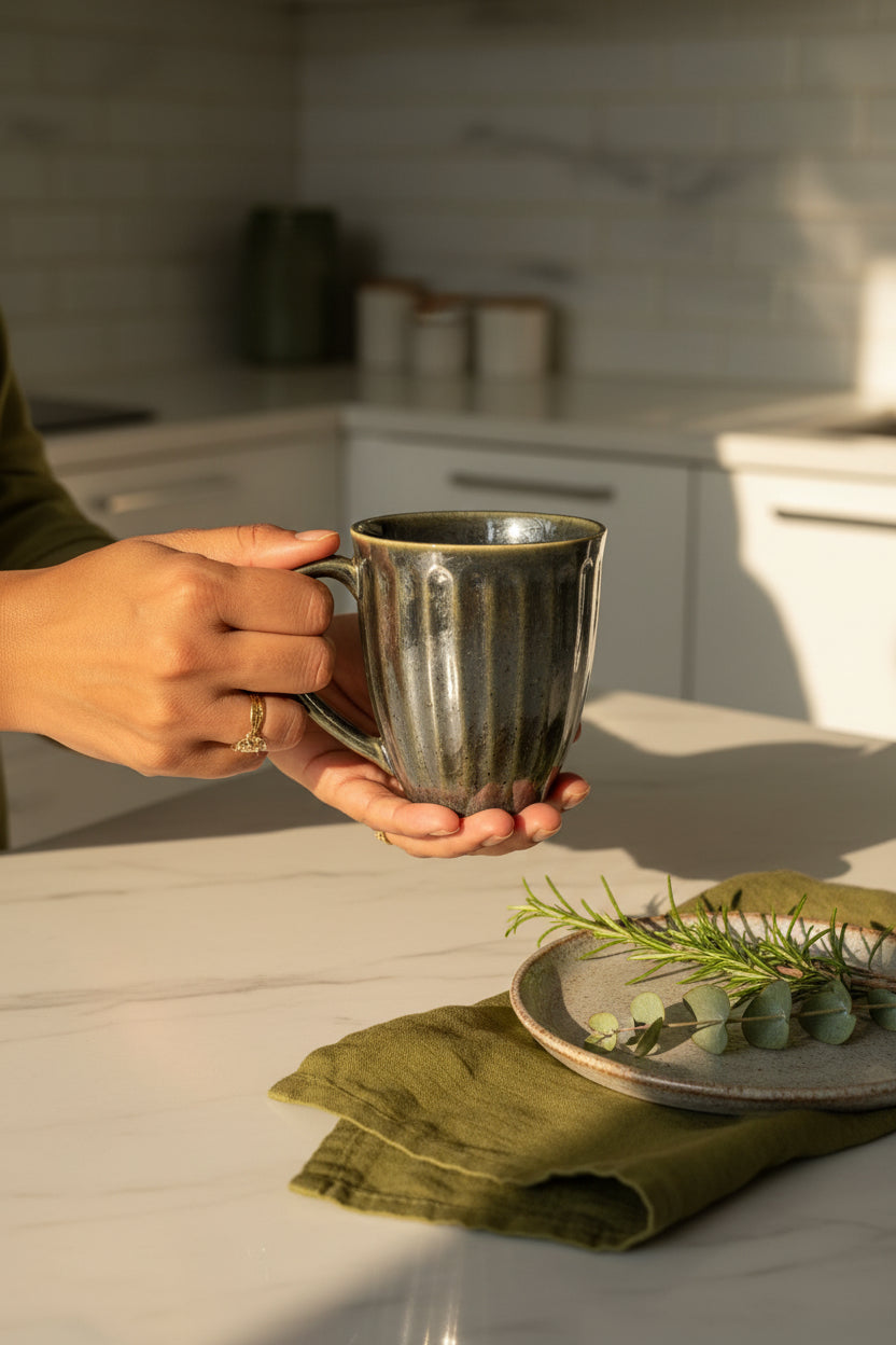 Blush & Olive Ceramic Mugs (Set of 1)