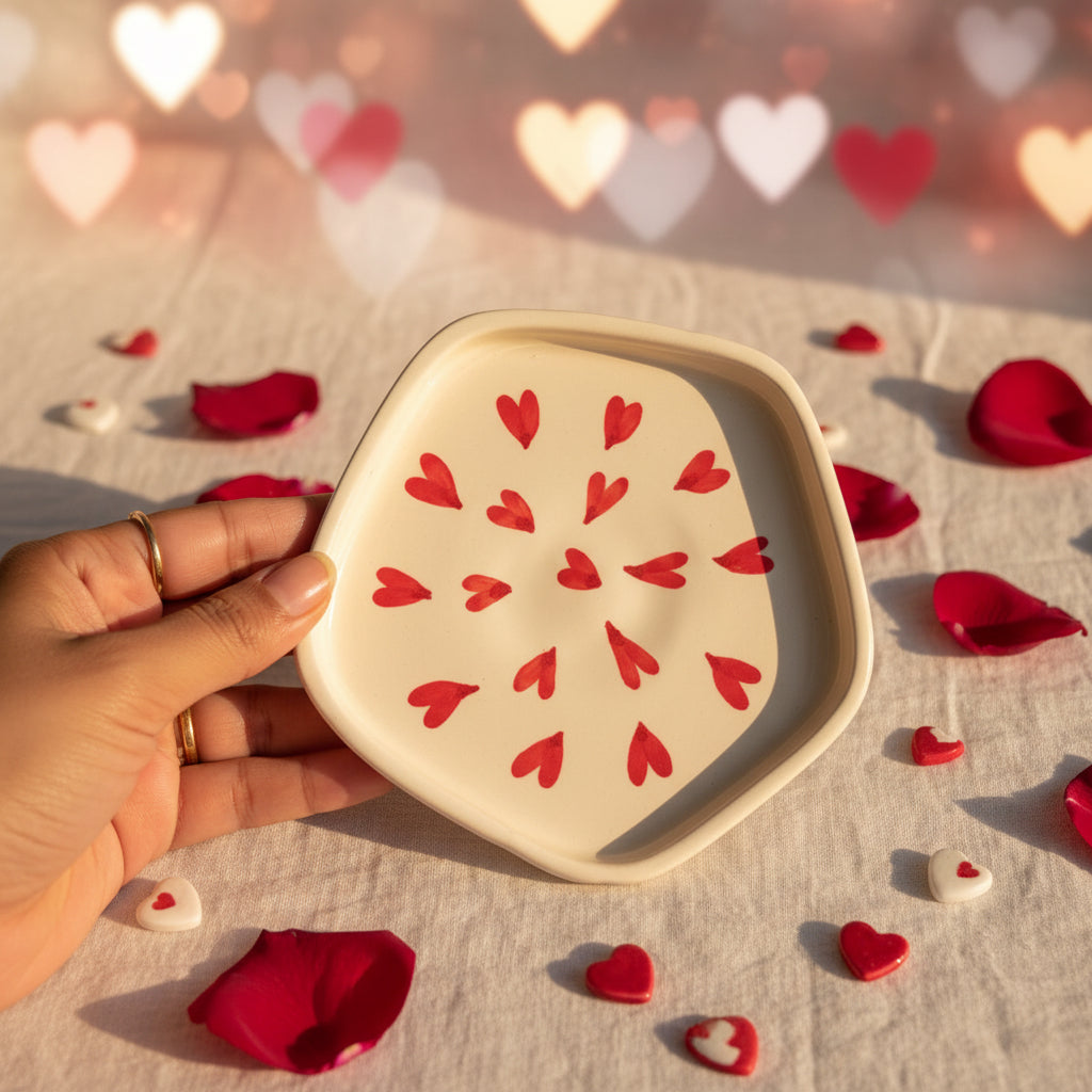 Heart & Floral Diamond Ceramic Dessert Plates ❤️🌸

(Set of 1)