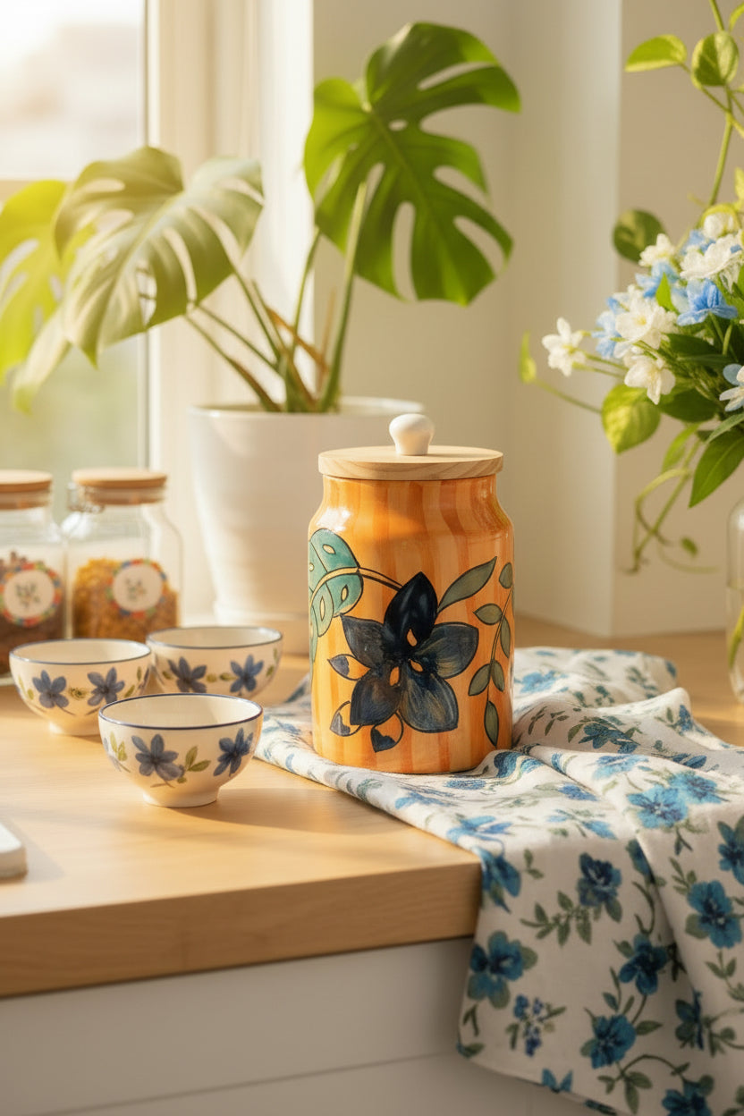 Cut work ceramic jars
