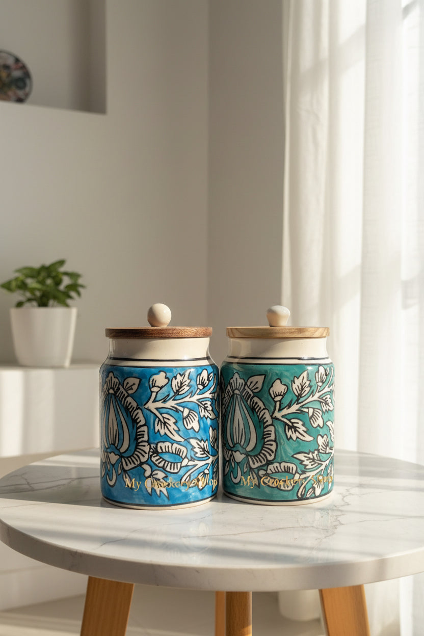Mughal Heritage Handpainted Ceramic Jar – 950 mL
