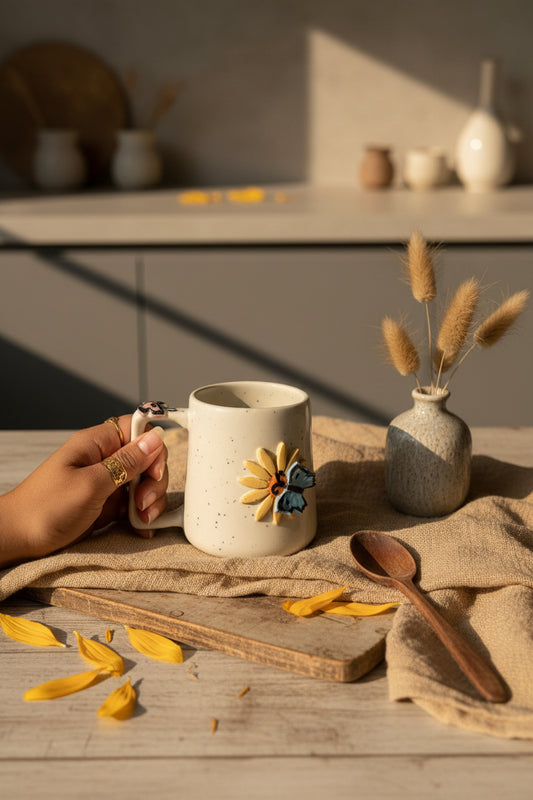 🦋 Butterfly Bloom Ceramic Mug ( Set of 1 )