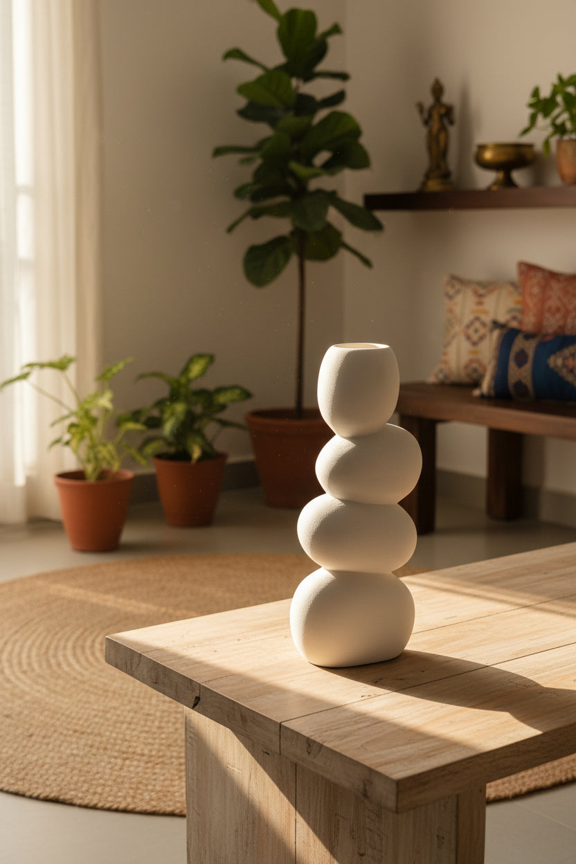 The "Zenith" Stacked Stone Ceramic Vase
