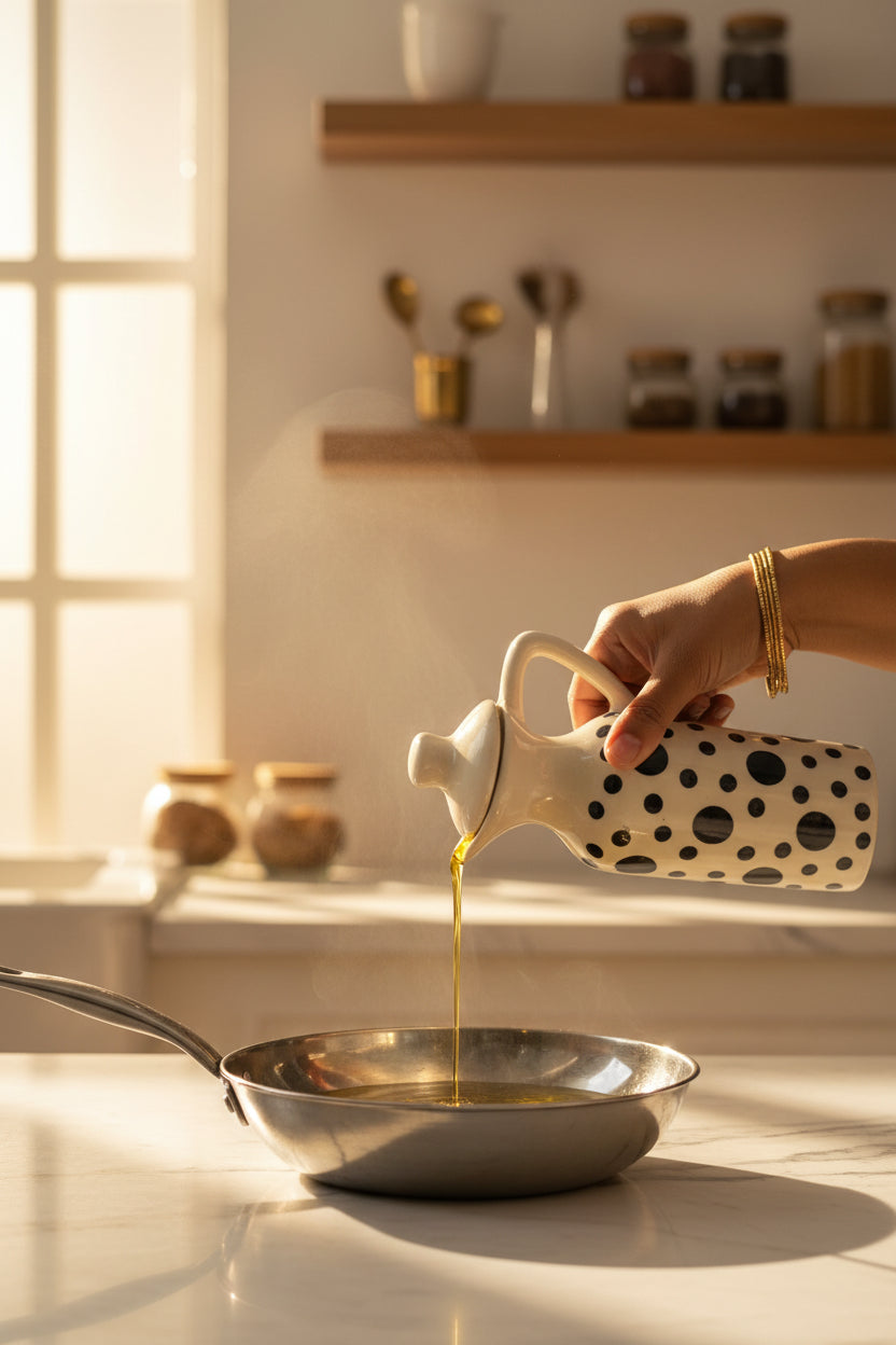 Handcrafted Ceramic Oil Dispenser – 350 mL