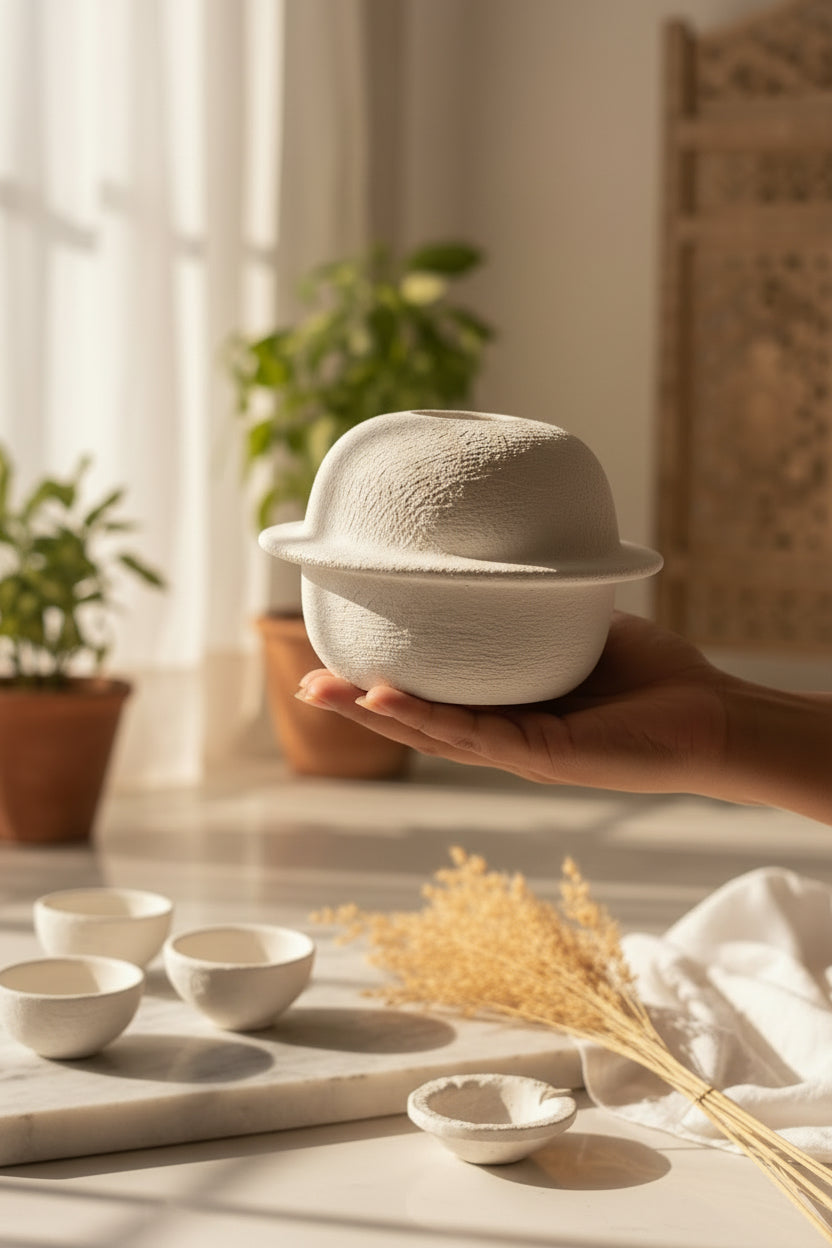 The "Saturn" Textured Matte Ceramic Ring Vase