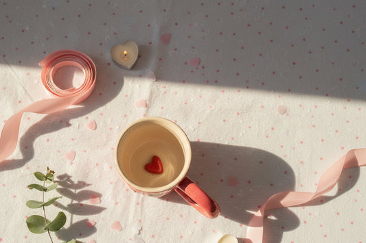 Blush Heart Mug – Pink Embossed Ceramic Mug
 mug ( set of 1)