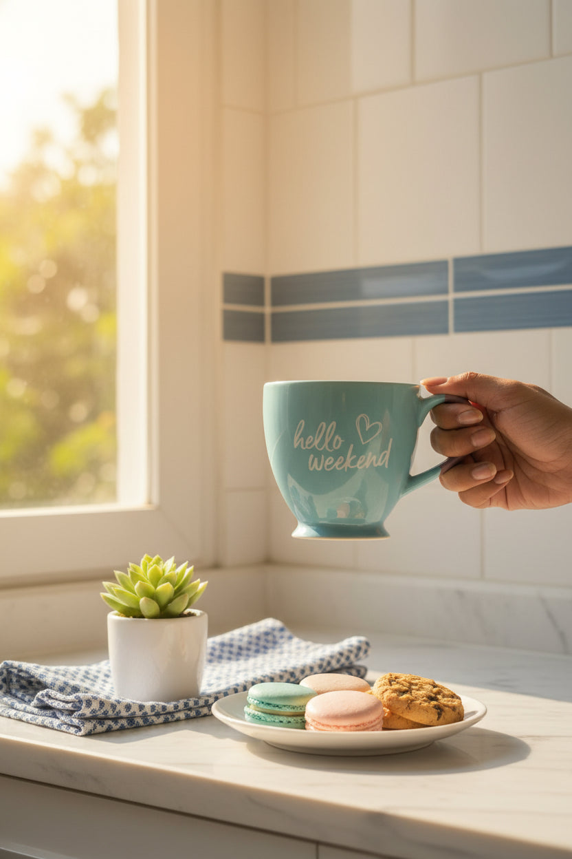 Hello Weekend mugs