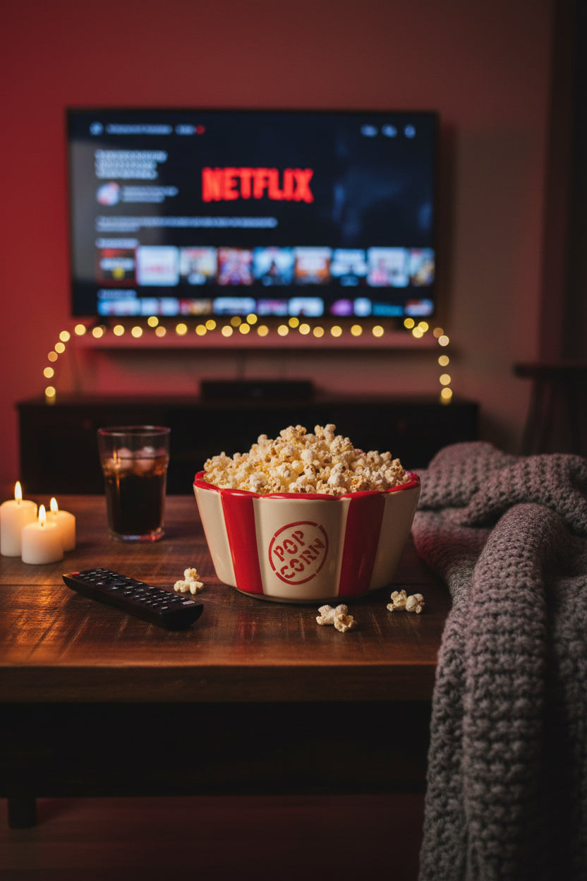 🍿 Popcorn Stripe Ceramic Bowl