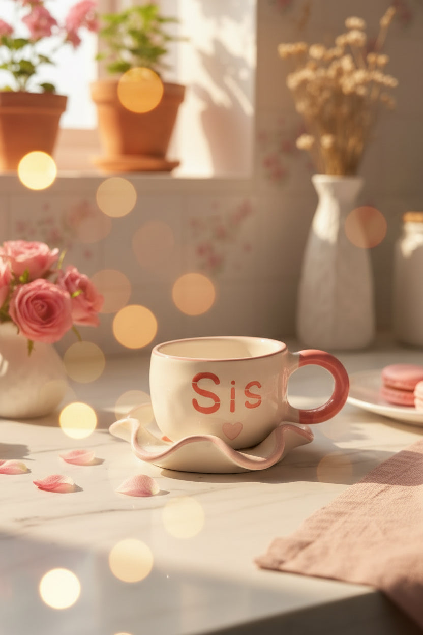 Bro & Sis Ceramic Mug & Saucer Set – Raksha Bandhan Gift Set | 220 mL | Microwave Safe
