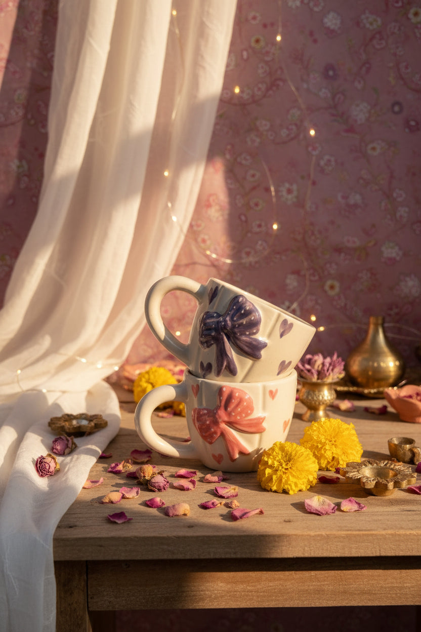 Sweetheart Bow Ceramic Mug – 220 mL