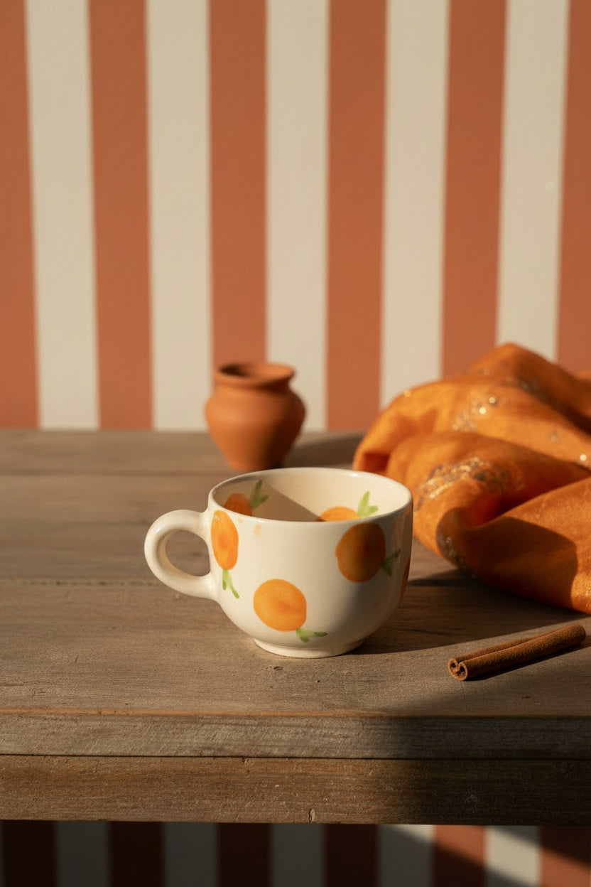 Citrus Bliss Ceramic Mug & Bowl Combo – Handpainted Orange Collection