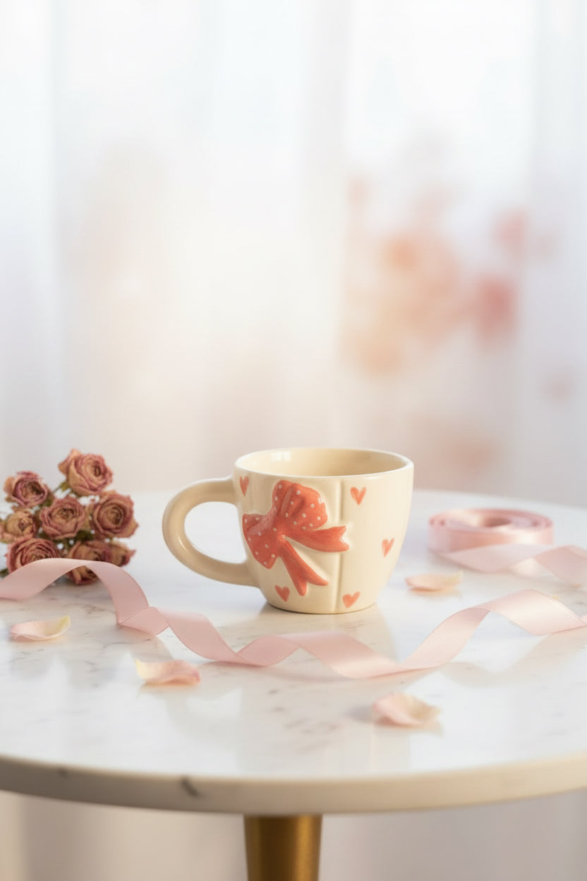 Sweetheart Bow Ceramic Mug – 220 mL