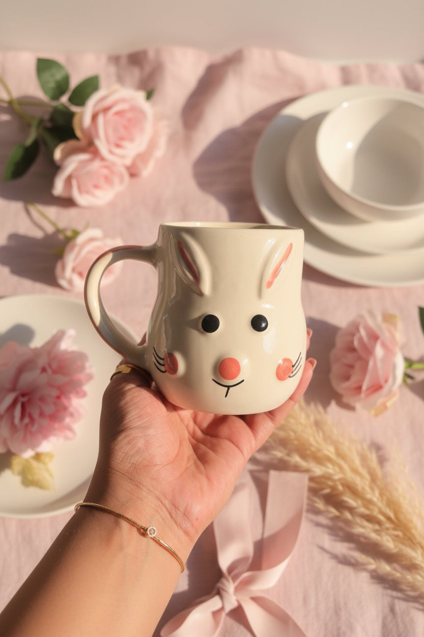 🐰 Blush Bunny Mug (Set of 1)