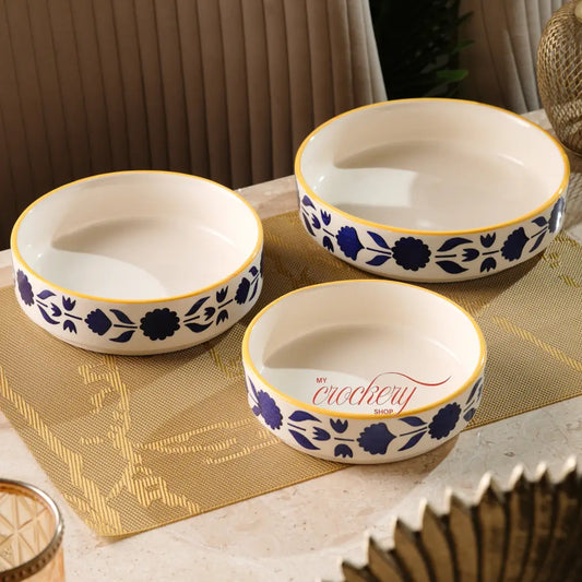 My Crockery Shop Ceramic Bowl Set - Indigo Floral - Serveware