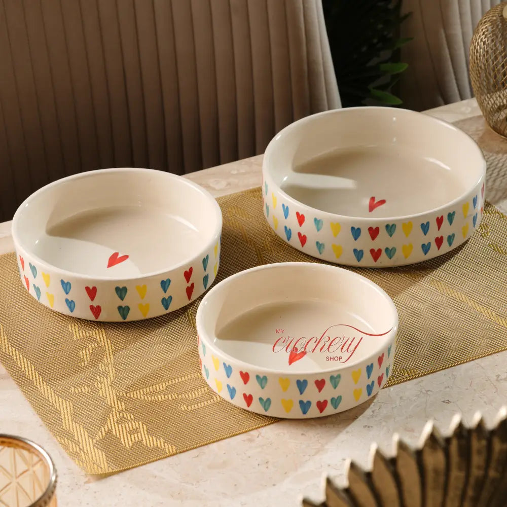 My Crockery Shop Ceramic Bowl Set - Rainbow Heart Parade - Serveware