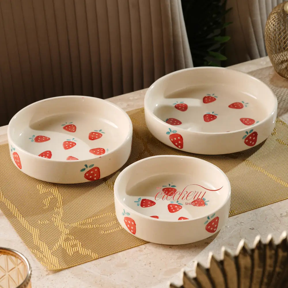 My Crockery Shop Ceramic Bowl Set - Strawberry Meadow - Serveware