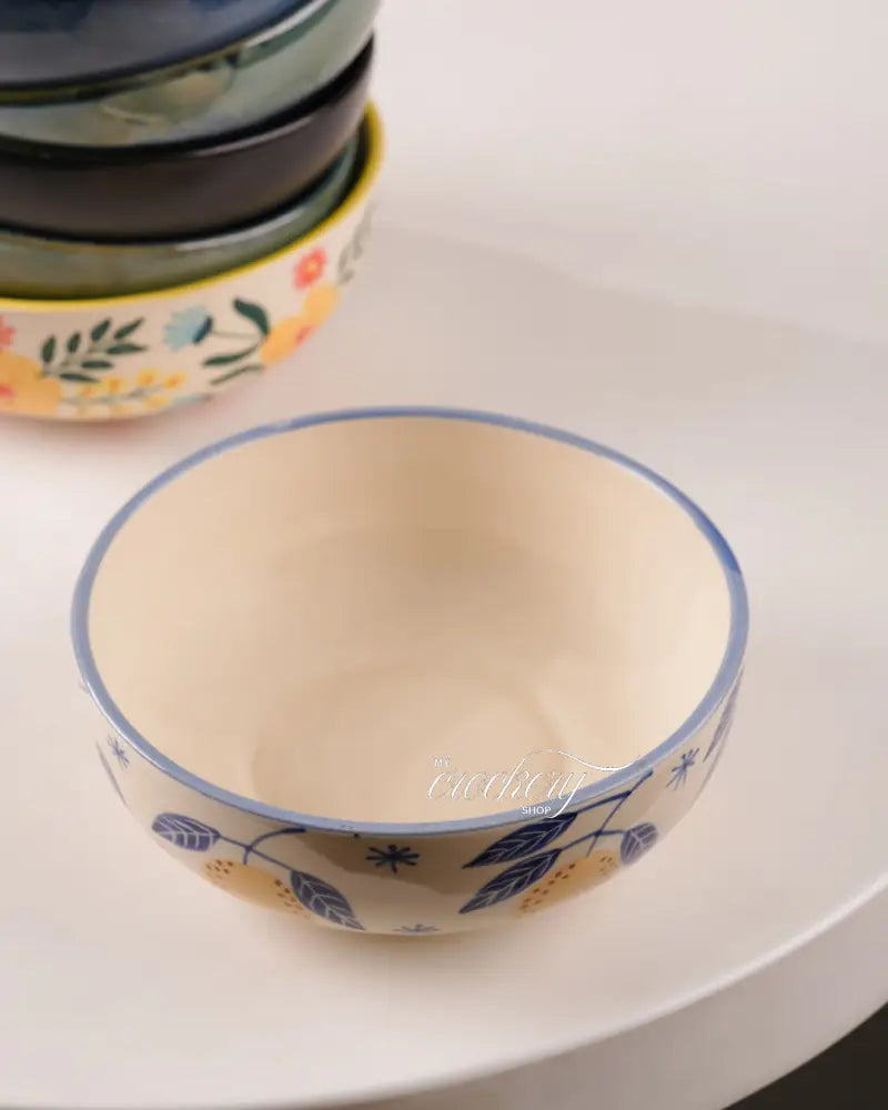 My Crockery Shop Signature Artisan Ceramic Bowl – 700ml (Single Piece) - Blue leaf bowl - Serveware